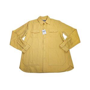 NWT Schott Bros NYC Twill Button Up Shirt Men's Large Mustard Yellow Long Sleeve